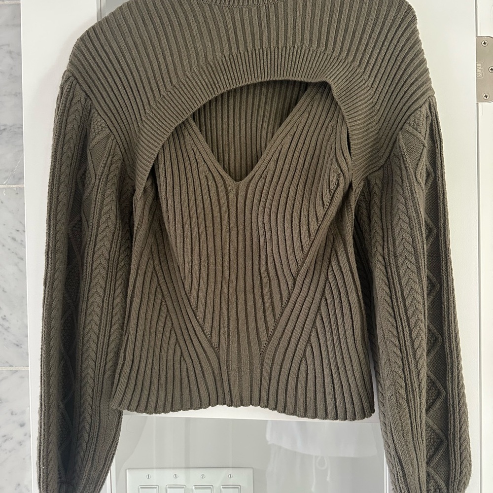 Jonathan Simkhai Khaki V-Neck Sweater